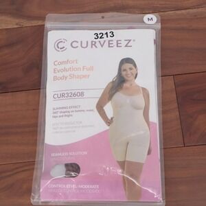 Curveez Comfort Evolution Full Body Shaper Womens Medium Nude Adjustable Straps